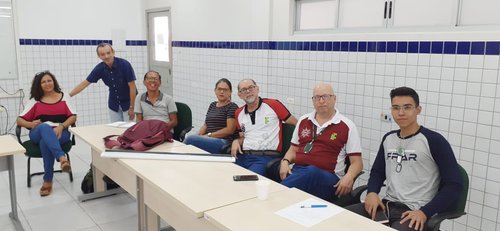 Professores reunidos com representante do Grêmio e professor Hélcio Pacheco (UFRN)