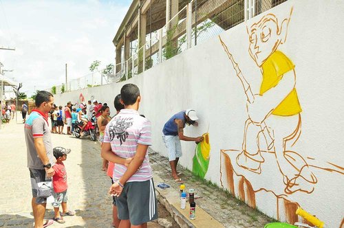 O Festival contou com a participação de alunos e grafiteiros locais (Foto: Wellington Rocha/Portal Jornal de Hoje)