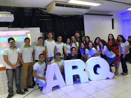 Alunos(as) participaram da abertura do Workshop 2019 Steam – organizado pela Escola de Arquitetura, Engenharias e Tecnologias, da Universidade Potiguar (UNP) / Foto: arquivo pessoal.