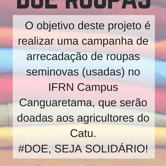 #35155 EVENTUR Jr. Promove campanha de arrecadação de roupas seminovas para agricultores da comunidade do Catu