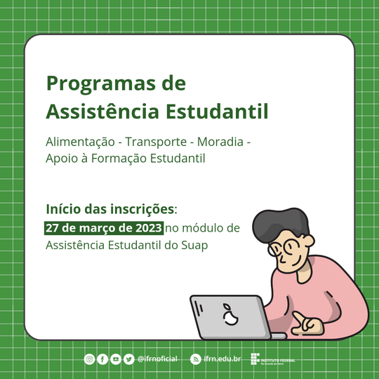#10383 Publicado edital dos Programas de Assistência Estudantil