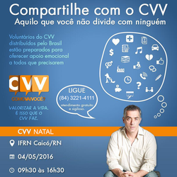 #10411 CVV realizará palestra "Falando Abertamente sobre o Suicídio" no campus Caicó
