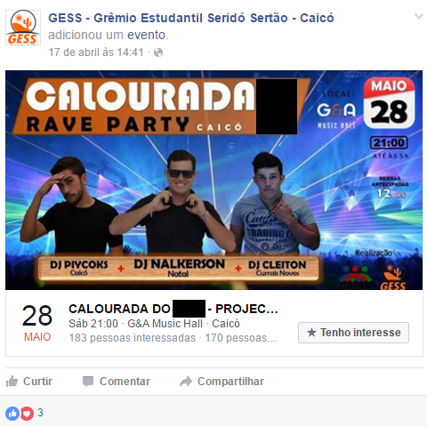 #10654 Festa de recepção aos novos alunos (calourada) não é evento institucional