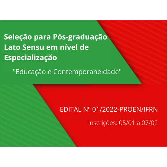 #11247 Estão abertas as inscrições para o Curso de Pós-graduação Lato Sensu, em nível de Especialização