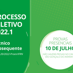 #11291 (Edital 20/2022) Campus São Gonçalo não terá aplicação de provas para curso subsequente no próximo domingo