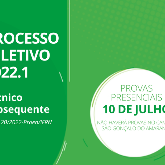 #11291 (Edital 20/2022) Campus São Gonçalo não terá aplicação de provas para curso subsequente no próximo domingo
