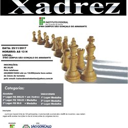 #11888 I Torneio de Xadrez do IFRNSGA será realizado no dia 25/11