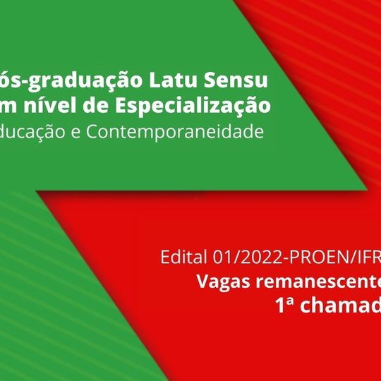 #12087 Divulgada 1ª chamada de vagas remanescentes da Especialização em Educação e Contemporaneidade