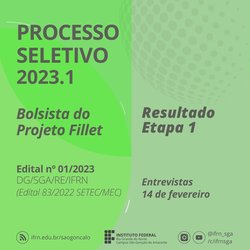 #12229 (Edital 01/2023) Bolsistas Fillet: resultado final