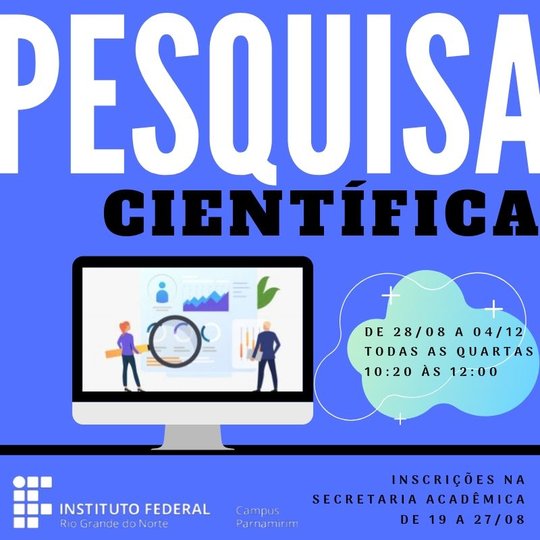 #13507 Abertas inscrições para Curso de Formação em Pesquisador Científico