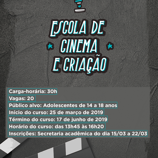 #13533 Abertas vagas para o curso de Cinema e Criação