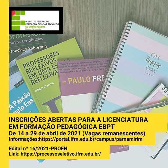 #14463 IFRN abre processo seletivo para Licenciatura em Formação Pedagógica