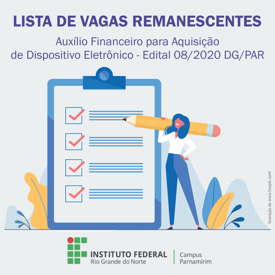 #14913 Campus torna pública listas de alunos contemplados para vagas remanescentes do Edital n° 08/2020 DG/PAR/RE/IFRN