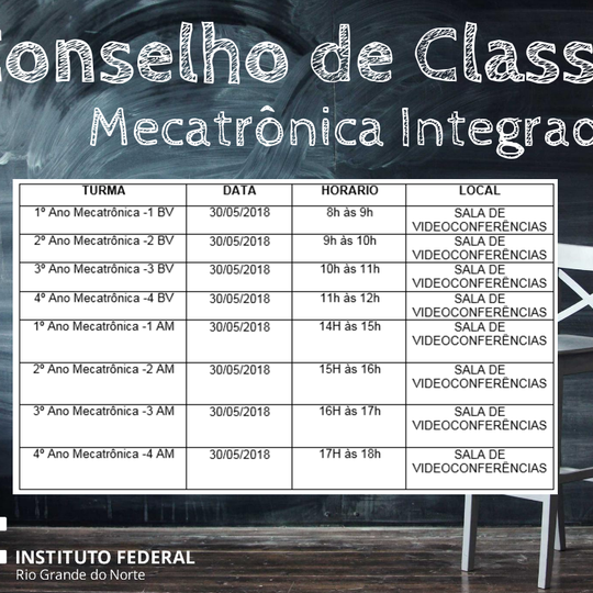 #14977 Amanhã acontece Conselho de Classe do Curso de Mecatrônica
