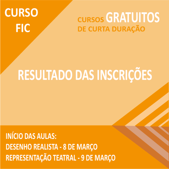 #15118 Publicado o resultado das inscrições dos cursos FIC de Desenho realista e de Representação Teatral