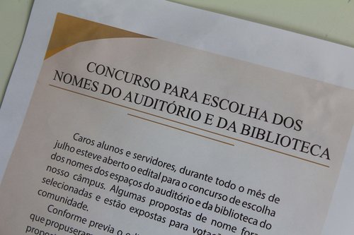 "José Domingos de Morais" (auditório) e "Nísia Floresta Brasileira Augusta" (biblioteca) foram as propostas mais votadas