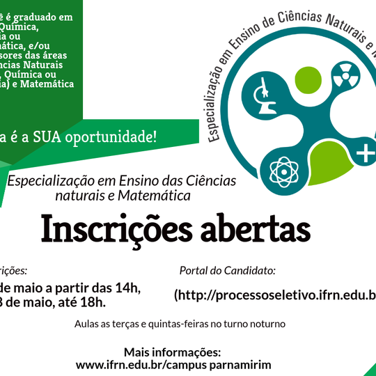 #15679 Campus Parnamirim oferece 36 vagas para Pós-Graduação Latu Sensu