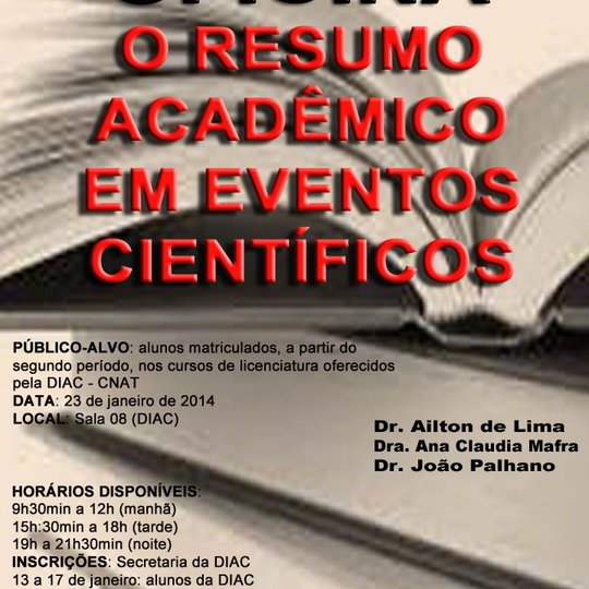 #15700 DIAC promove oficina sobre resumo acadêmico em eventos científicos