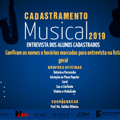 #15842 Divulgada lista de convocados para a fase de entrevistas dos projetos musicais do Campus Natal-Central