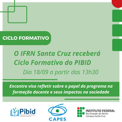 IFRN Santa Cruz receberá ciclo formativo do PIBID