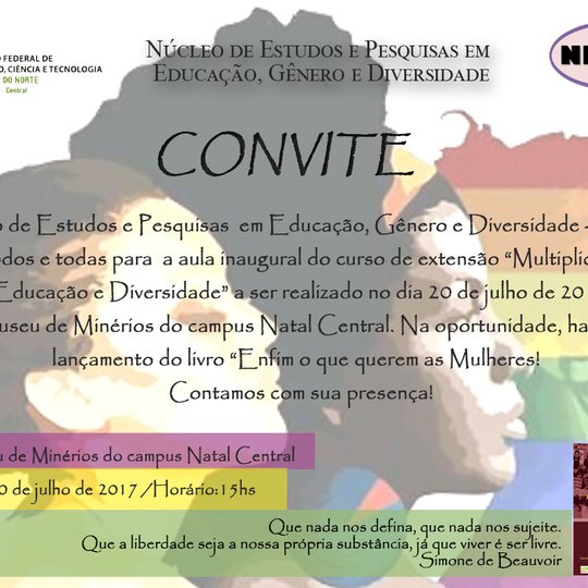 #16002 Curso “Formação de Multiplicadores em Gênero, Educação e Diversidade” terá aula inaugural