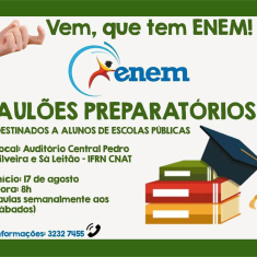 #16085 Projeto "Vem, que tem Enem" começa neste sábado, 17/08, no CNAT