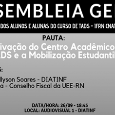 #17284 Assembleia Geral do Curso de Tads acontecerá nesta quarta-feira (26)