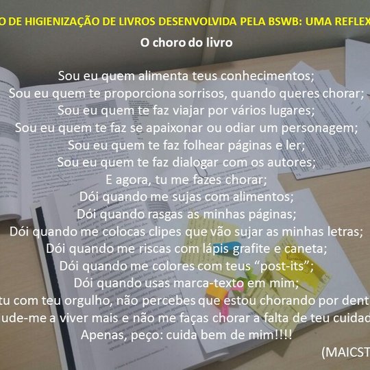#17506 Biblioteca alerta usuários sobre cuidados com a manutenção dos livros