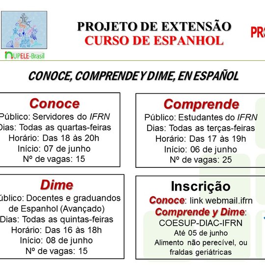 #18093 Curso de Espanhol "Conoce" começa nesta quarta (7) na Sala 10 da DIAC