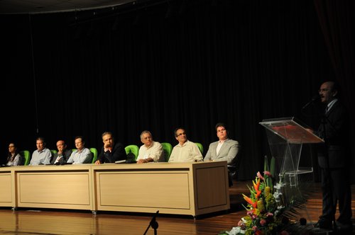 Reitor do IFRN discursa na abertura do Jubileu de Ouro. Foto: André Salustino