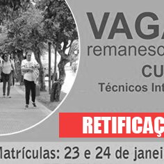 #18909 Campus divulga retificação da 1ª lista de chamada de vagas remanescentes