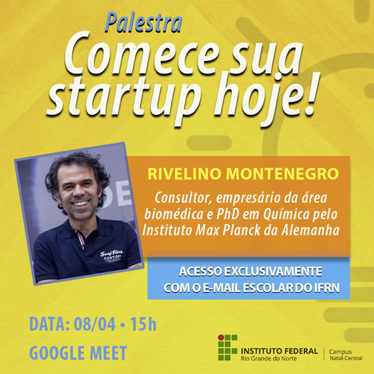 #19378 Palestra "Comece sua Startup Hoje" acontece nesta quinta-feira, 08/04