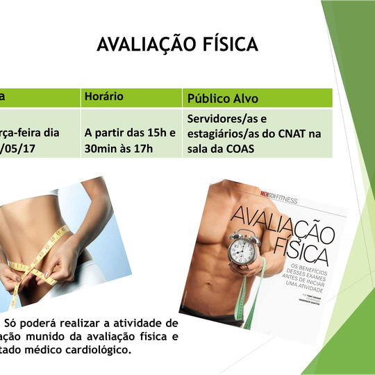 #21451 Último dia para avaliação física de servidores e estagiários será 09/05