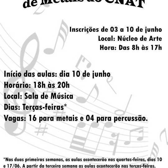 #21811 Núcleo de Arte abre inscrições para a Banda de Metais