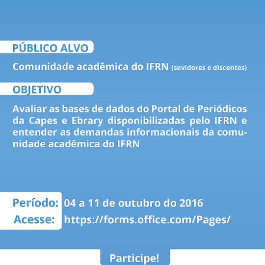 #21926 Pró-Reitoria de Pesquisa e Inovação realiza pesquisa entre servidores e estudantes do IFRN