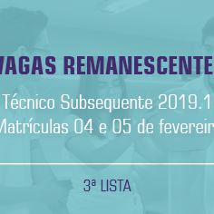 #21939 Campus divulga 3ª lista de vagas remanescentes dos Cursos Técnicos Subsequentes 2019.1