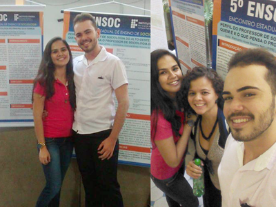 Alunos e Professora no Encontro de Ensino de Sociologia, no Rio de Janeiro
