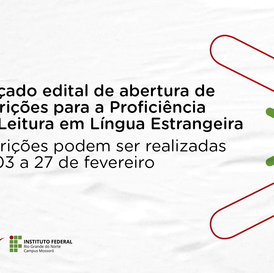 #23765 Divulgado edital para proficiência em leitura em língua estrangeira
