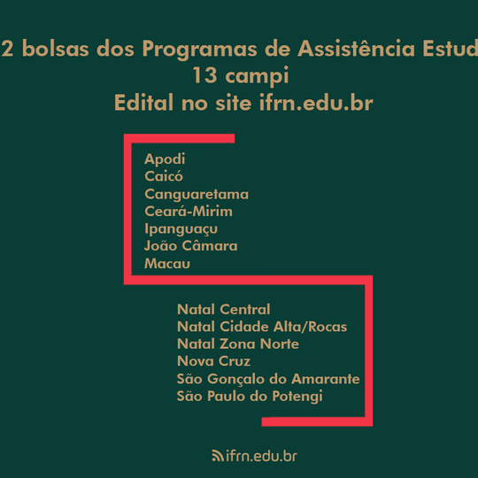 #25543 IFRN abre edital para seleção de estudantes para Programas de Assistência Estudantil