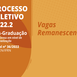 #25874 Divulgado resultado para vagas remanescentes para os cursos de Pós-Graduação