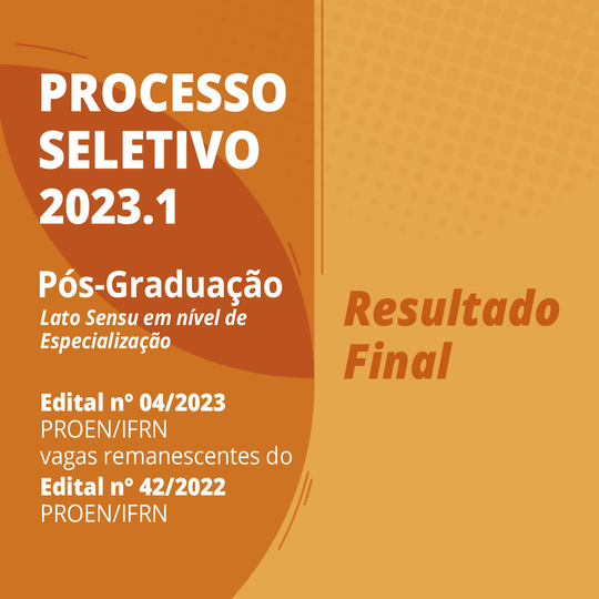 #26427 IFRN divulga resultado final das vagas remanescentes para especializações