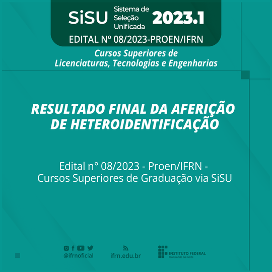 #27377 IFRN divulga resultado da aferição de heteroidentificação