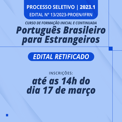 #27488 Inscrições prorrogadas para os cursos de Português Brasileiro para Estrangeiros 