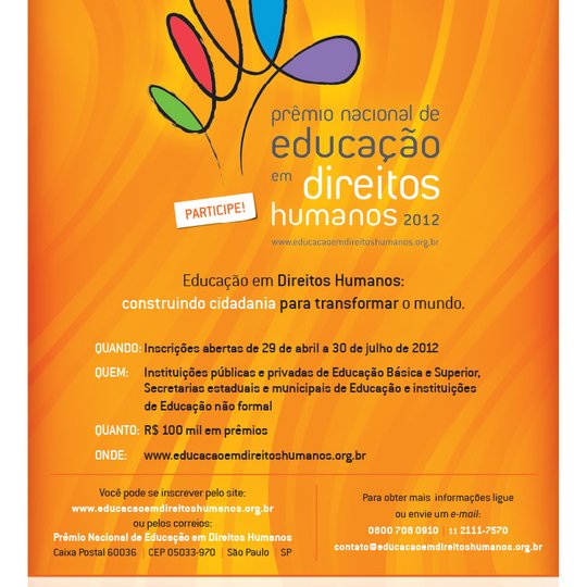#29373 Abertas inscrições do Prêmio Nacional de Educação em Direitos Humanos