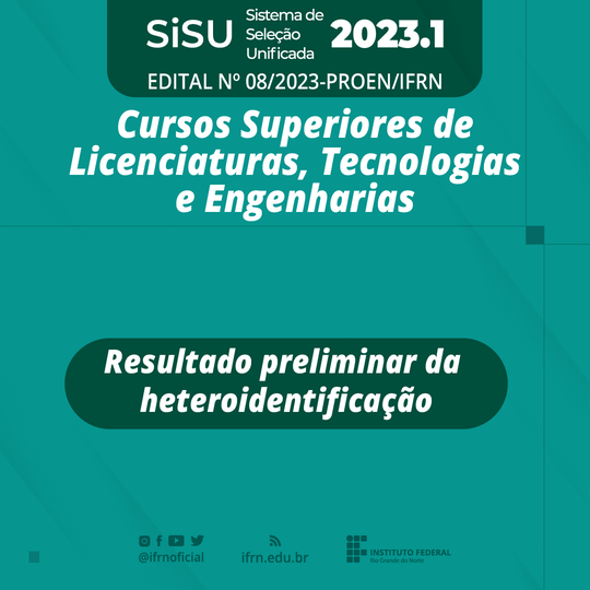 #30990 Divulgado resultado preliminar da etapa de heteroidentificação do SiSU 2023