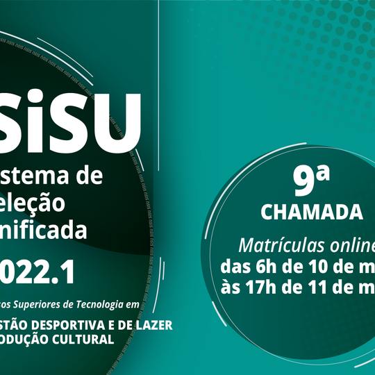 #31501 Divulgada 9ª chamada dos Cursos de Produção Cultural e Gestão Desportiva e de Lazer