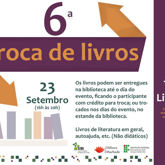 #31954 Biblioteca do IFRN promove 6ª edição da Troca de livros e 4ª edição do prêmio traça literária