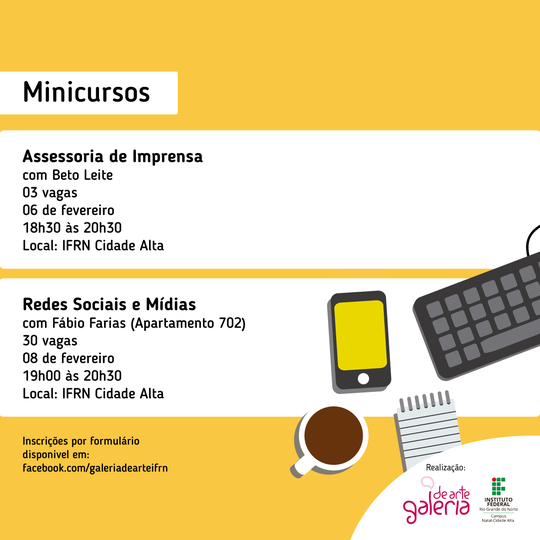 #32090 Galeria de Arte com inscrições abertas para Minicursos de comunicação on line