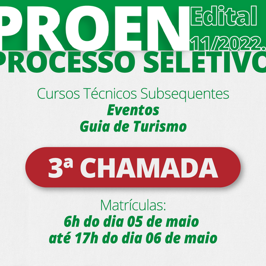 #33331 Divulgada 3ª chamada dos cursos de Eventos e Guia de Turismo