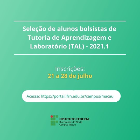 #33619 Campus divulga edital para seleção de bolsistas de tutoria de aprendizagem e laboratório